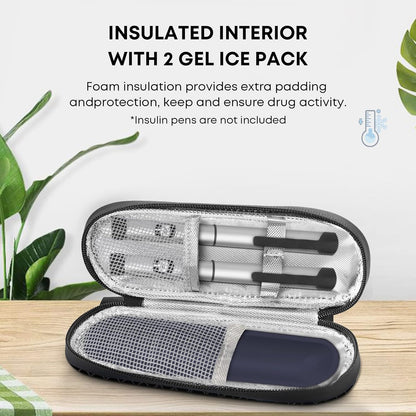 MOSLA Insulin Cooler Travel Case with 2 Reusable Ice Packs for Insulin Pen Portable Medical Cooler Bag for Diabetes and Other Diabetic Supplies for The Daily Life and Trip