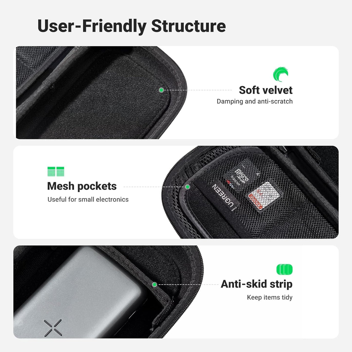 UGREEN Electronic Organizer Travel Case Pouch Bag Accessories Portable Waterproof Storage Bag Travel Essentials with Cable USB Flash Drive Charger External Battery Memory Card