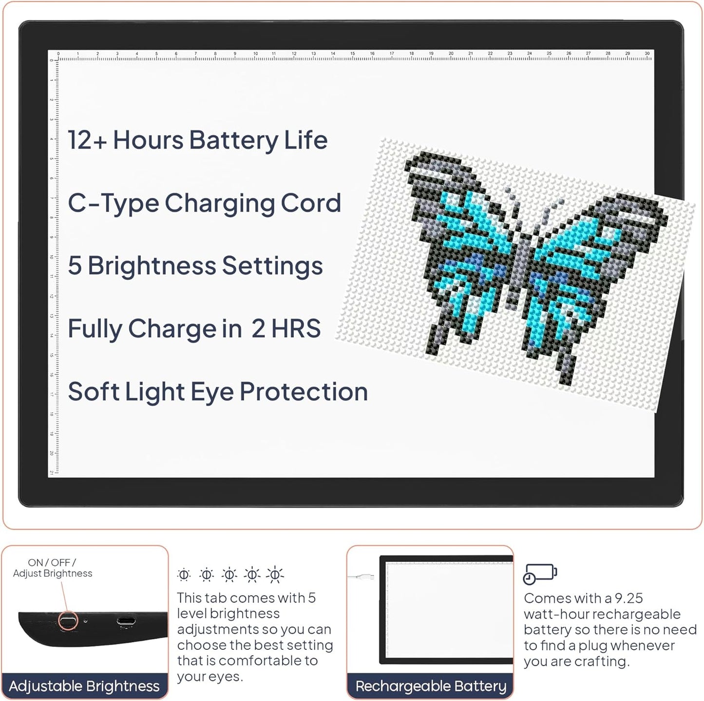 iVyne Rechargeable A4 Light Pad for Tracing & Weeding - LED Light Board for Weeding Vinyl - for Cricut Vinyl Weeding Tools - Ultra-Thin & Portable - Perfect for Artists & Crafters - Pink