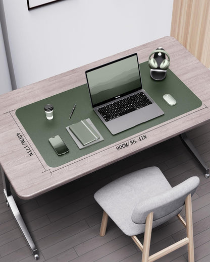 YSAGi Double-Sided Desk Pad, 31.5"x15.7"Leather Desk Mat, Eco Cork Desk Pad Protector,Large Mouse Pad,Waterproof Desk Blotter for Office/Home(Coffee)