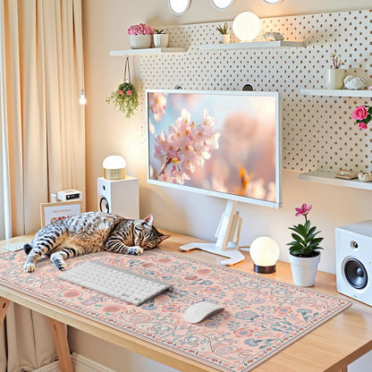 iCasso Desk Mat for Keyboard and Mouse, Large Mouse Pad, Desk Pad Mat, Anti-Slip Big Mousepad with Stitched Edges for Computer Desktop(Deep Green)