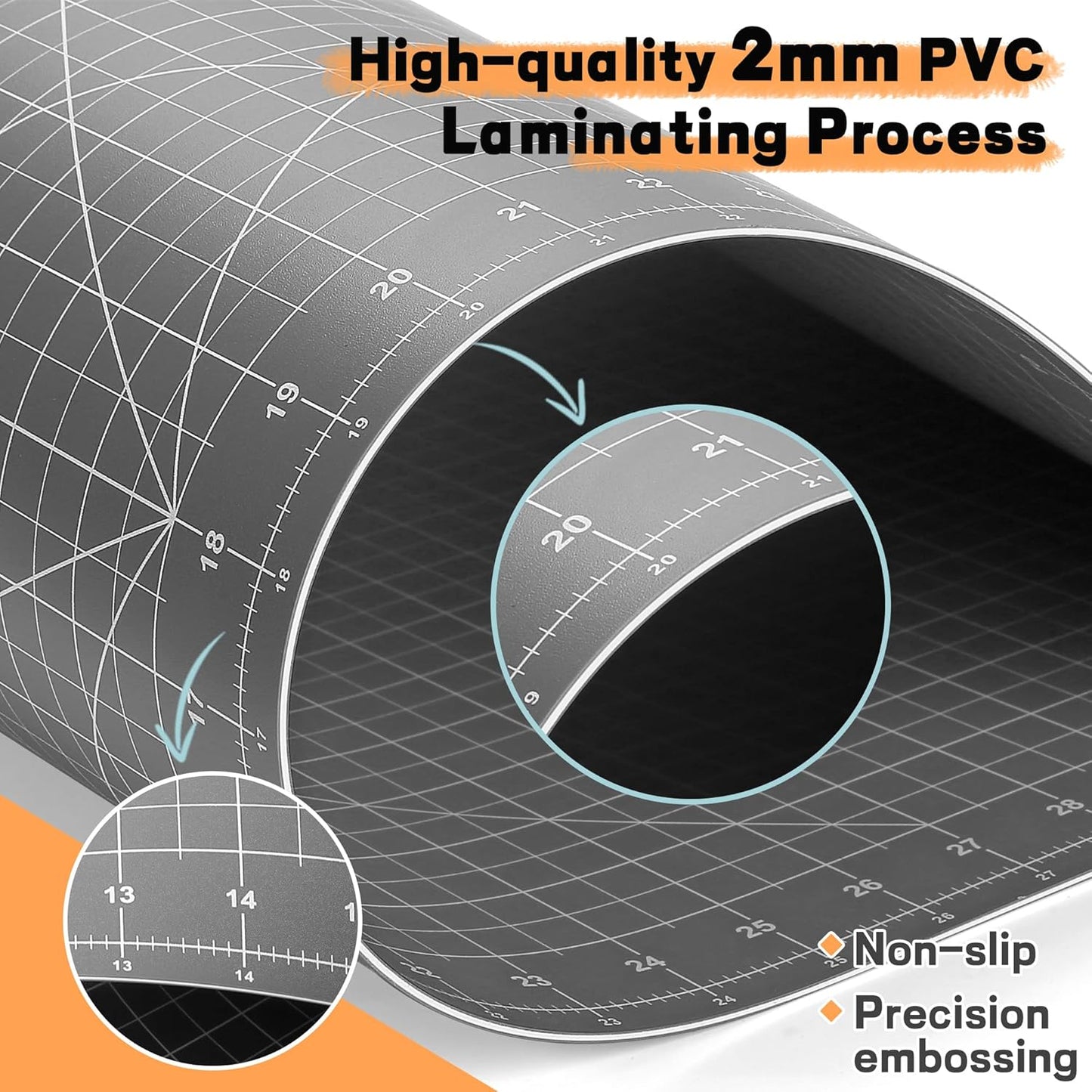 Premium Self Healing Cutting Mat 18'' x 12'', A3 Non-slip Sewing Mat for Quilting, 5-Ply Rotary Cutting Board Double-Sided for Crafts Cutting Fabric Scrapbooking Modeling Projects, Anthracite Gray