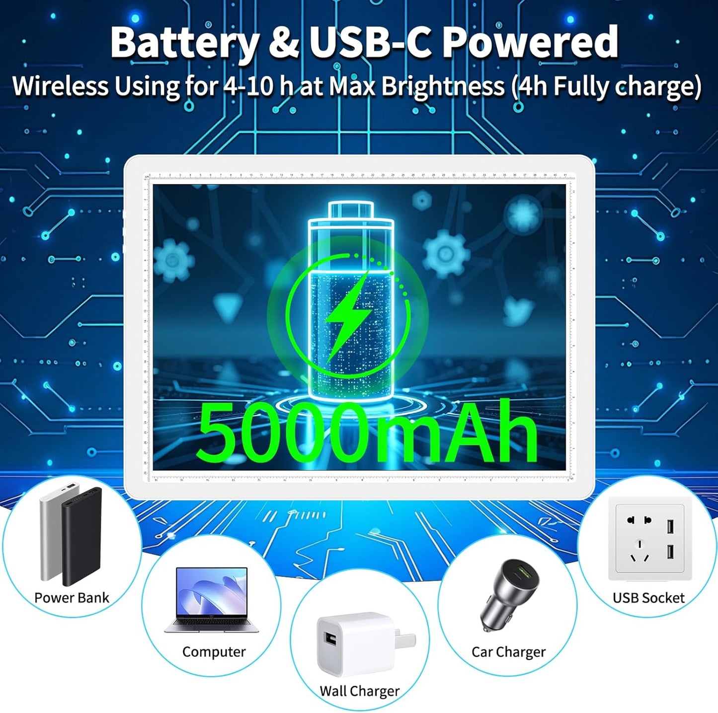 Phylosal Rechargeable A4 LED Light Pad with Built-in Stand, Magnetic Tracing Light Box for Drawing, Diamond Art Light Board with Side Button, Super Bright Light Table for Diamond Painting, Sketching