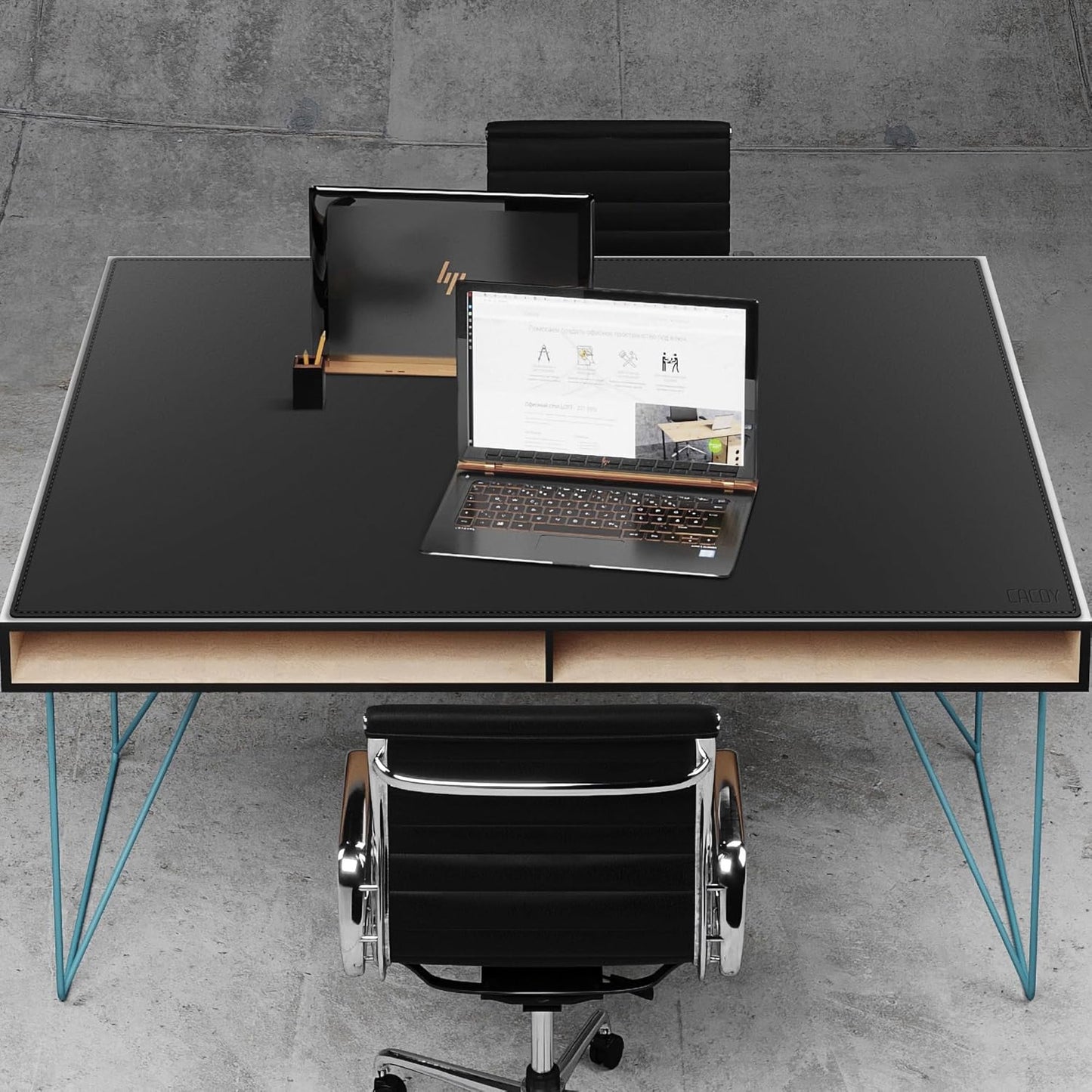 Cacoy 36" x 20" Leather Desk Mat for Home Office, Extra Large PU Leather Desk Pad Blotters, Waterproof Computer Keyboard Mat, Extended Gaming Mouse Pad, Desk Protector for Desktop and PC Laptop, Black