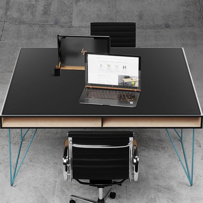 Cacoy 36" x 20" Leather Desk Mat for Home Office, Extra Large PU Leather Desk Pad Blotters, Waterproof Computer Keyboard Mat, Extended Gaming Mouse Pad, Desk Protector for Desktop and PC Laptop, Black