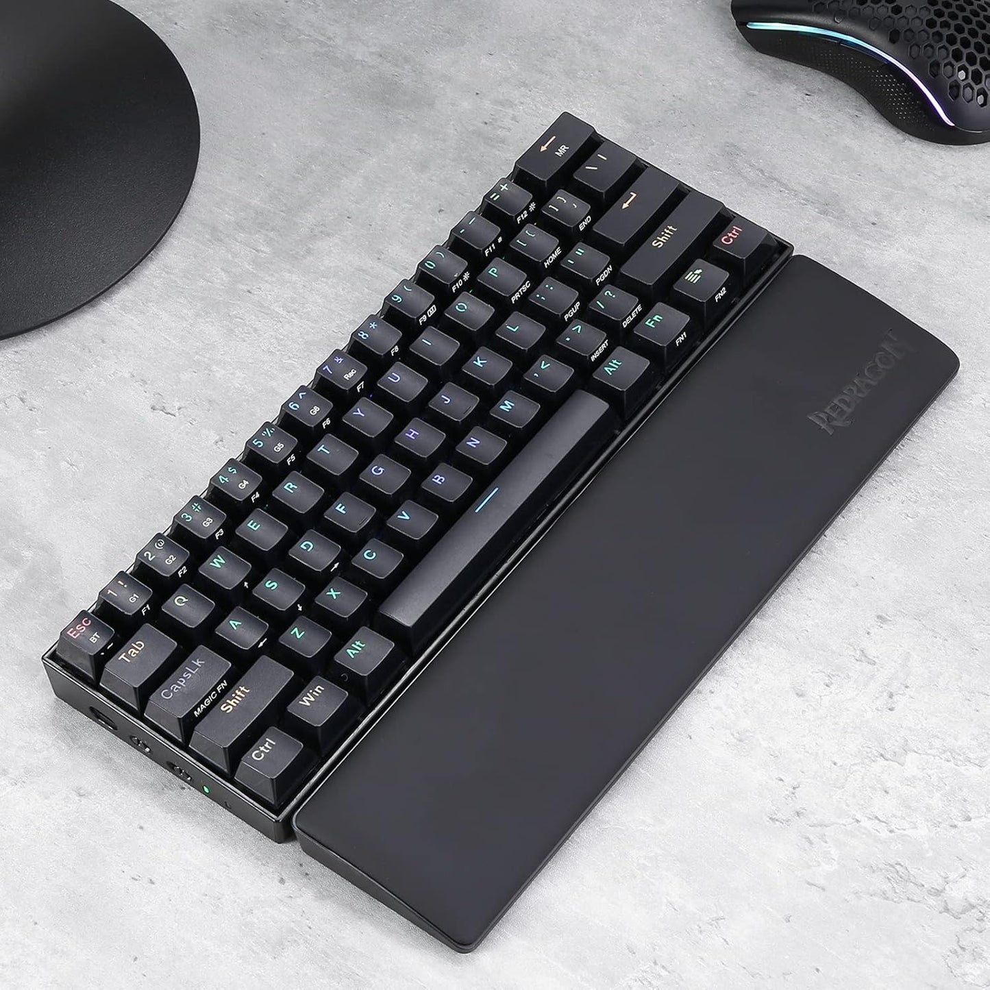 Redragon P037 Meteor L Computer Keyboard Wrist Rest Pad, Ergonomic Soft Memory Foam Wrist Support w/Anti-Slip Rubber Base, 100% 104 Keys Standard Size 17.12 x 2.87 in, 0.78 inch (20mm) Height, Black