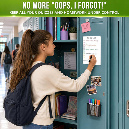 Small Magnetic Whiteboard for Locker to Do List 5x7 A5 - Mini Lined Dry Erase Board for School - Locker White Board Magnet Organizer - Magnetic Whiteboard for Locker Decor Classroom Daily Checklist