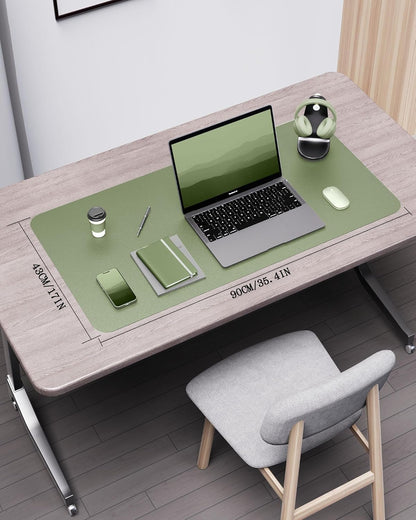 YSAGi Double-Sided Desk Pad, 31.5"x15.7"Leather Desk Mat, Eco Cork Desk Pad Protector,Large Mouse Pad,Waterproof Desk Blotter for Office/Home(Coffee)