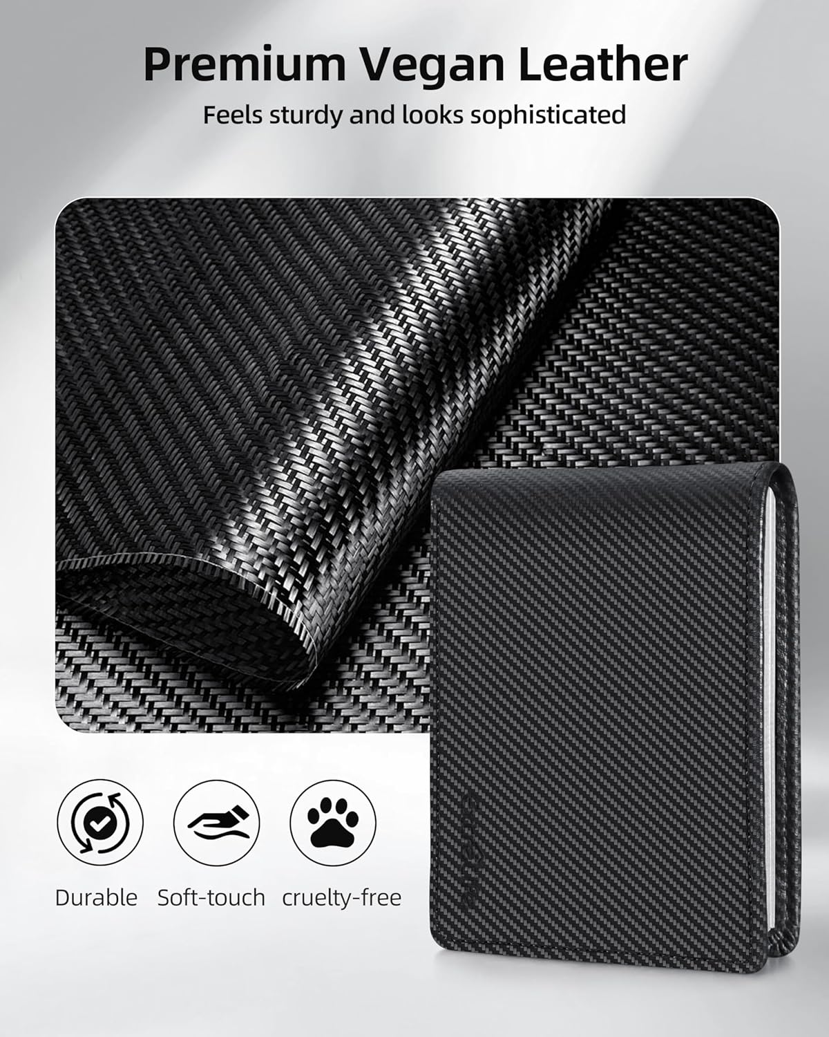 Wallet for Men, Built-in Bluetooth Tracker with Apple Find My (iOS Only), RFID Blocking Bifold Mens Air Tag Wallet with GPS Tracker, Rechargeable Wallets Finder, Gift for Him, Carbon Black