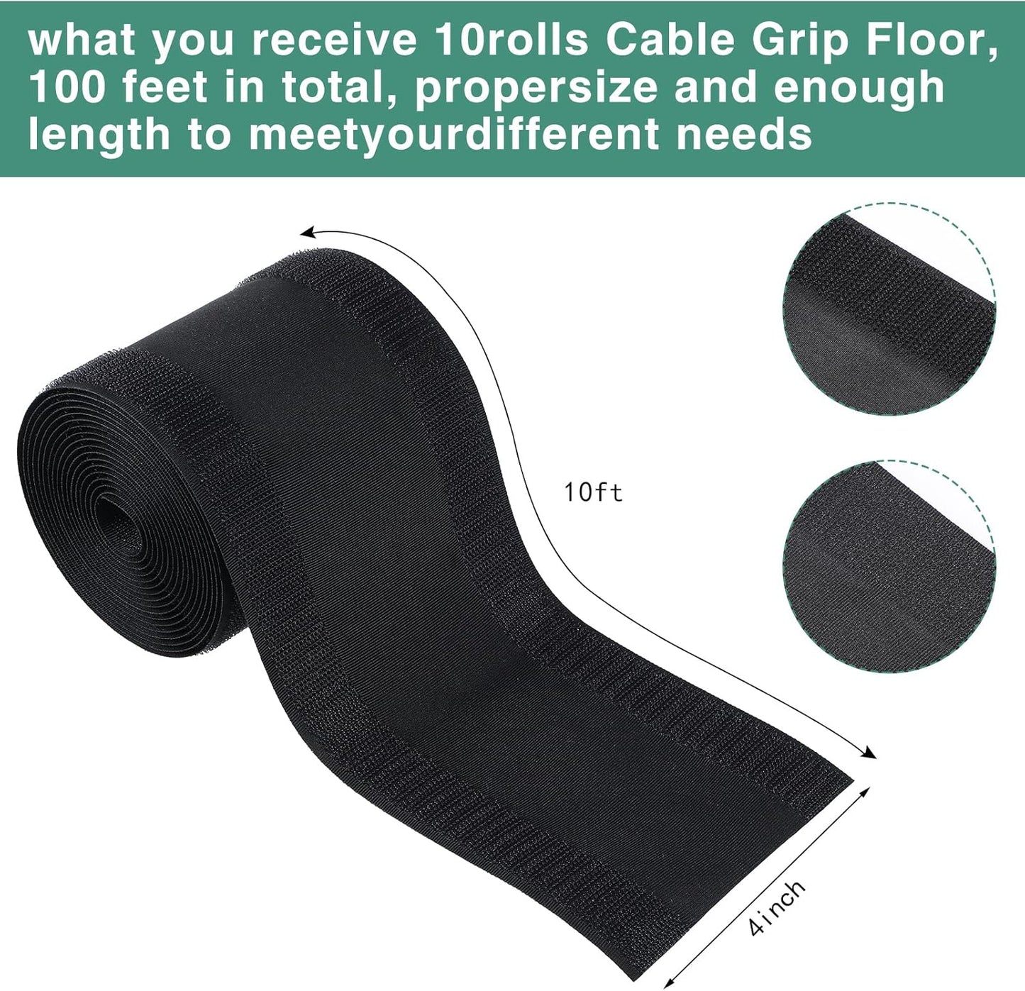 WILLBOND Carpet Cord Cover Cable Protector Floor Cover Cable Protector Management Only for Commercial Office Carpet(19.69 ft,Black)