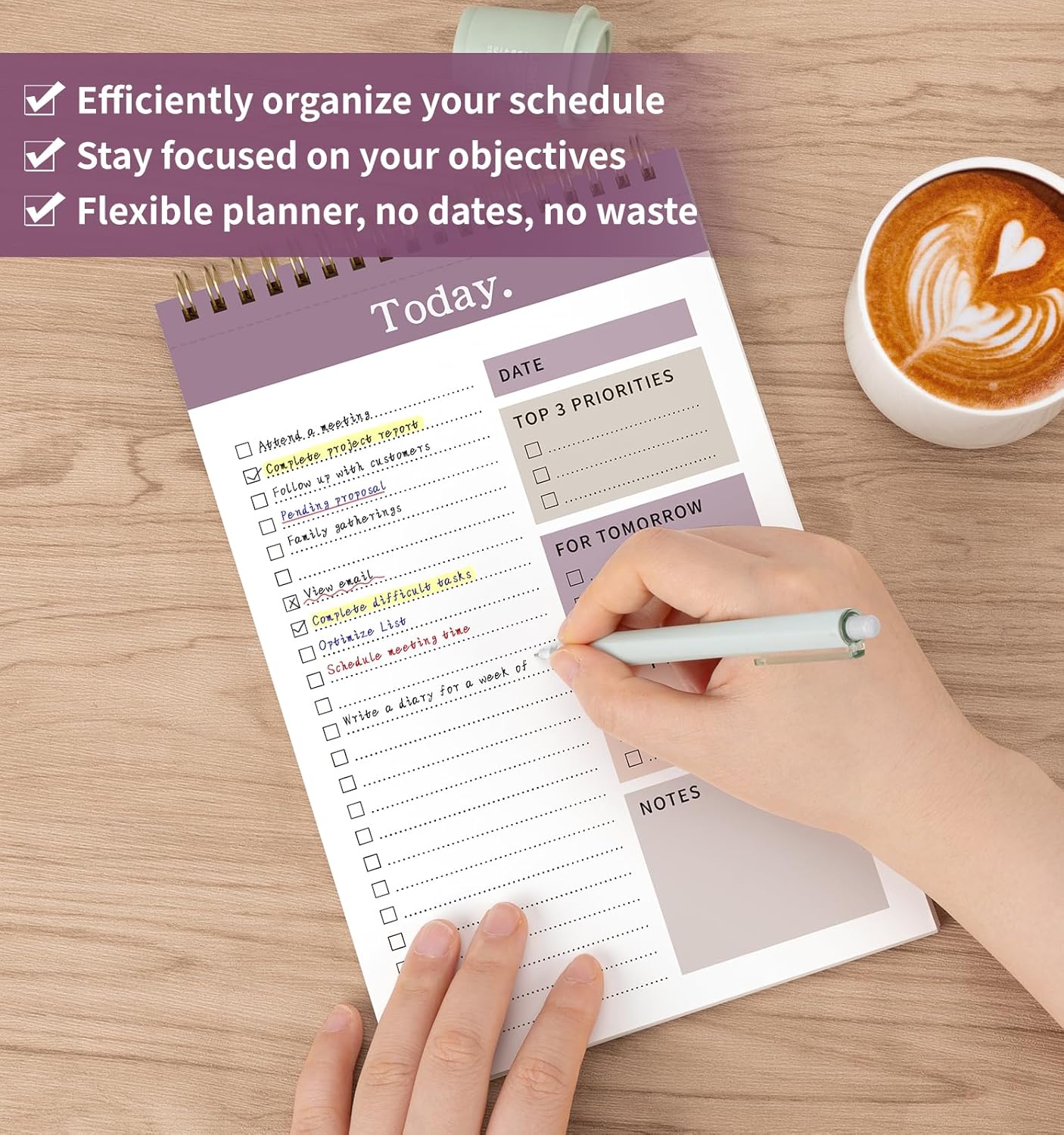104 Pgs Weekly To Do List Notepad, 52 Duplex-Printed Undated Sheets 100 GSM（8.5"×11") Weekly Desk Planner For Work Home School Office Desk Accessories Supplies & Goal Setting Tasks - Green