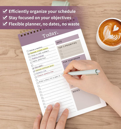 104 Pgs Weekly To Do List Notepad, 52 Duplex-Printed Undated Sheets 100 GSM（8.5"×11") Weekly Desk Planner For Work Home School Office Desk Accessories Supplies & Goal Setting Tasks - Green