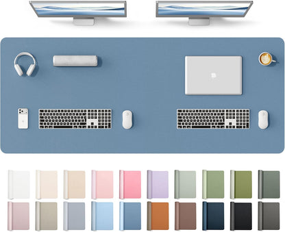 YSAGi Leather Desk Pad Protector, Office Desk Mat, Large Mouse Pad, Non-Slip PU Leather Desk Blotter, Waterproof Laptop Desk Writing Pad for Office and Home (23.6" x 13.8", Eggshell) - Colors A