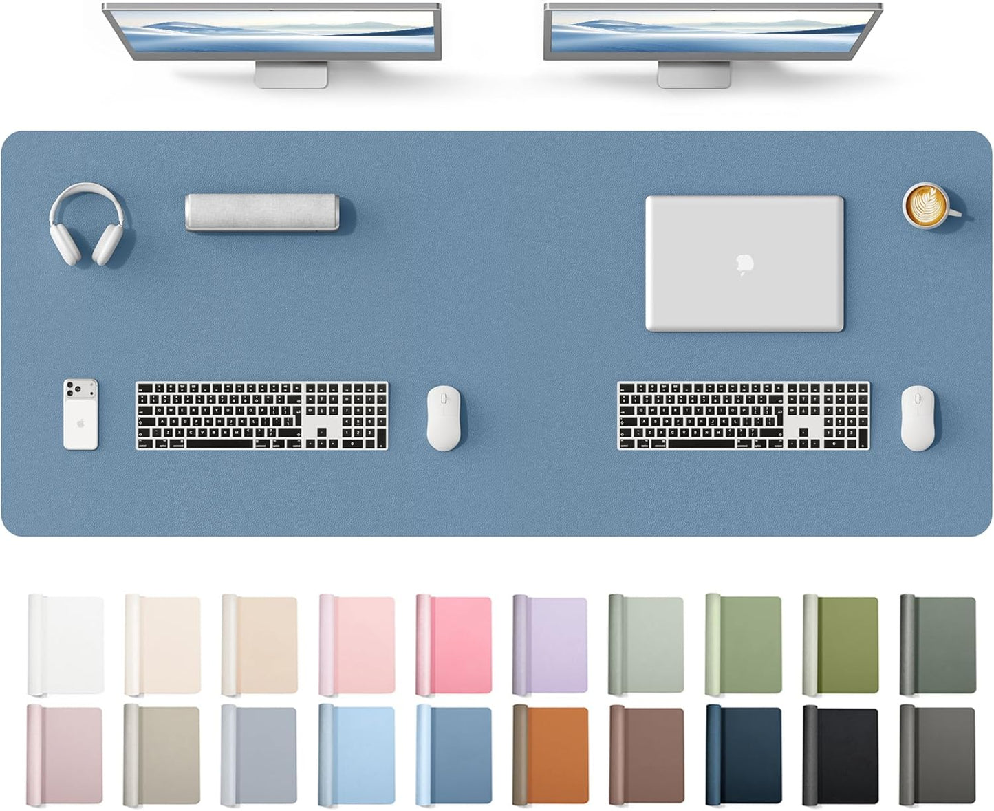 YSAGi Leather Desk Pad Protector, Large Mouse Pad, Non-Slip PU Leather Desk Blotter, Waterproof Writing Pad for Office and Home (31.5" x 15.8", Eggshell) - Colors A