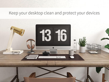 RENMTURE Dual-Sided Mouse Pad, Natural Cork & PU Leather Large Desk Pad for Office and Home Work, Desk Protector Non-Slip, Waterproof, Easy Clean (Olive Green, 32"x16")