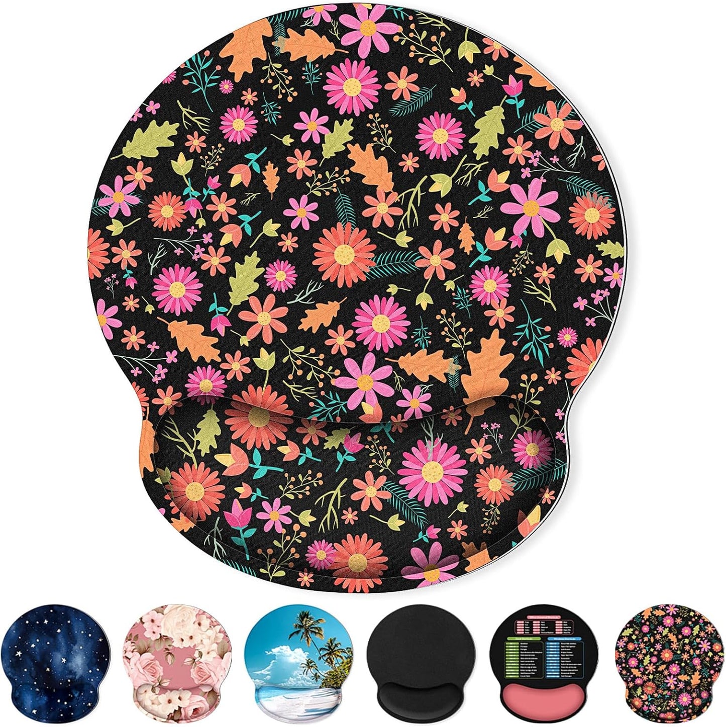 KONVINIT Ergonomic Mouse Pad with Wrist Rest, Small Mousepad with Non-Slip Rubber Base and Smooth Surface, Beach Mouse Pads for Desk, Office Desk Accessories