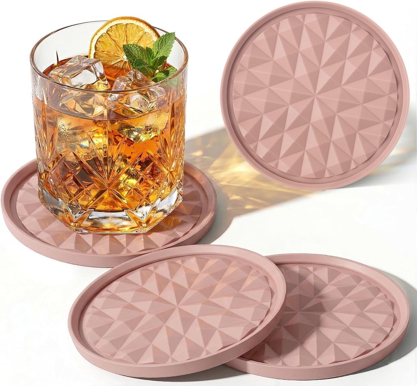 Silicone Coasters for Drinks[4 Pack]- Cup Mat for Tabletop Protection-Non-Slip, Non-Stick, Coffee Table Decor, Great Gift for Any Occasion, Black