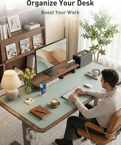 Aothia Non-Slip Waterproof PU Leather Desk Pad Protector for Mouse, Writing Desk, Office, Home, Laptop Blotter, 23.6" x 13.7", Black - Colors A