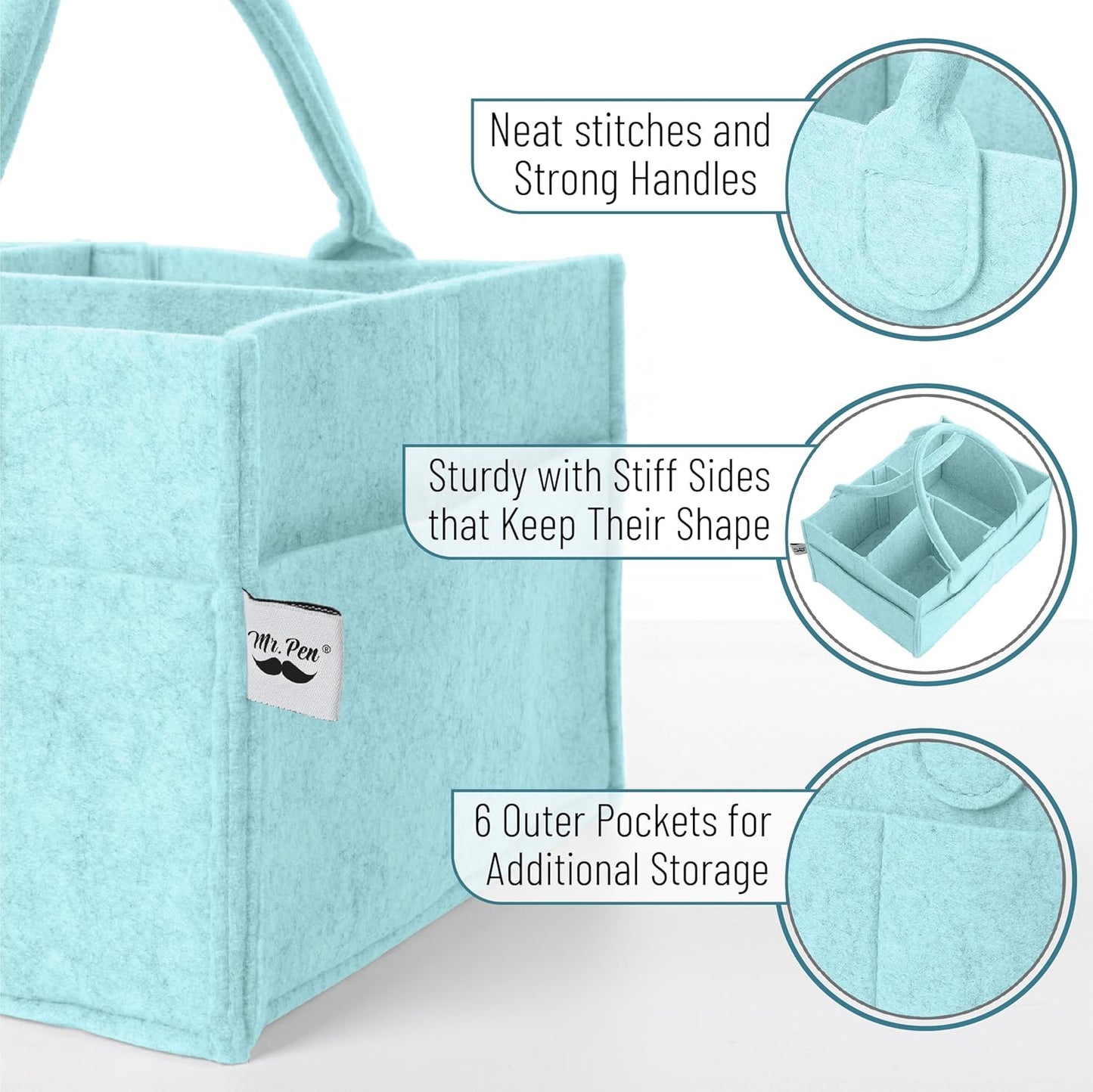 Mr. Pen- Baby Diaper Caddy Organizer, Gray, Medium, Nursery Storage Bin and Car Organizer for Diapers and Baby Wipes