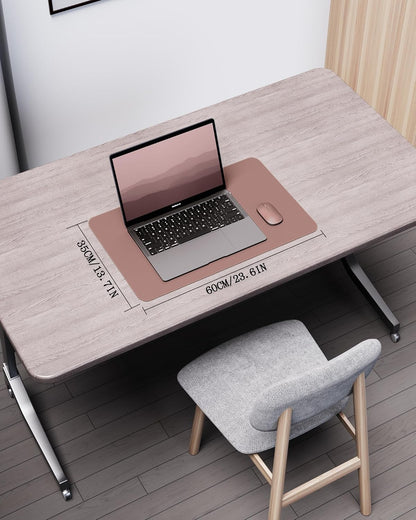 YSAGi Double-Sided Desk Pad, 31.5"x15.7"Leather Desk Mat, Eco Cork Desk Pad Protector,Large Mouse Pad,Waterproof Desk Blotter for Office/Home(Coffee)