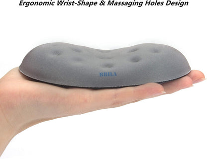 BRILA Ergonomic Memory Foam Mouse Wrist Rest Support Pad Cushion for Computer, Laptop, Office Work, PC Gaming - Massage Holes Design - Wrist Pain Relief (Black Mouse Wrist Rest)