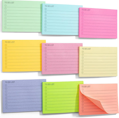 Mr. Pen- to Do List Sticky Notes, 3” x 5”, 9 Pads, 360 Sheets, Lined Checklist Sticky Pads with Smooth Writing, Easy Peel-Off, Thick Paper for Planning, Office, School & Daily Tasks