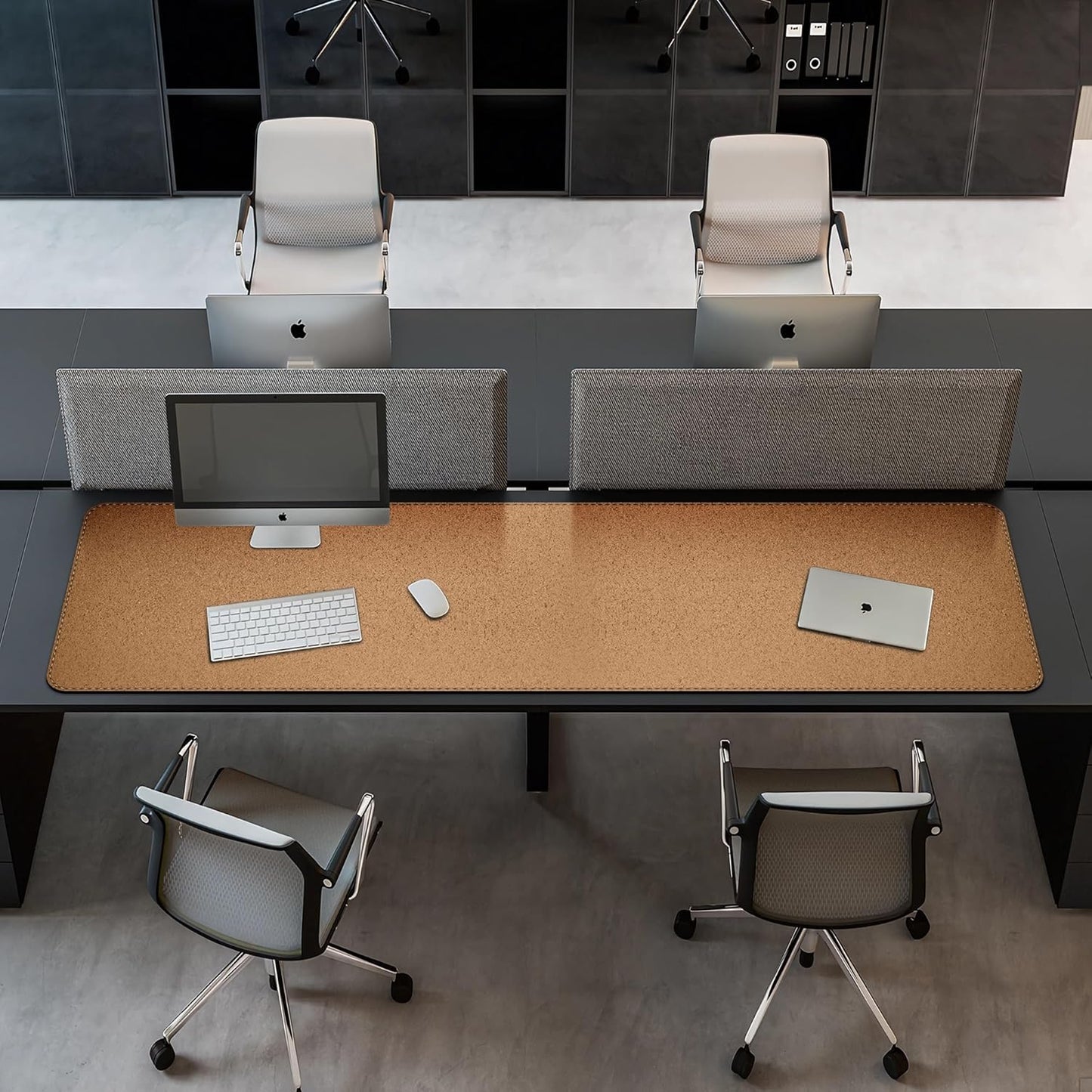Mydours 40" x 20" Extra Large Desk Mat, PU Leather & Cork Desk Pad, Large XXL Desk Mouse Pad for Workstation, Office, Home, Computer Desk Mat with Keyboard & Mouse (Black)