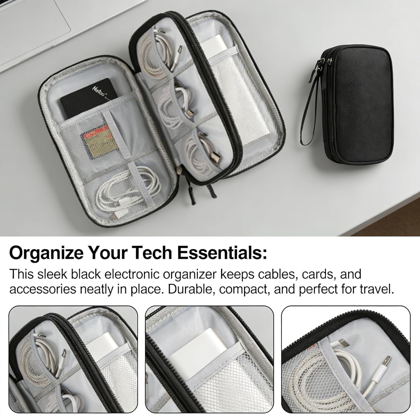 Travel Storage Box - Hard EVA Protective Cover for Mobile Power Bank, Charger, Cable, Phone and Accessories - Portable Storage Bag for Airplane, Business Travel, Home Furnishings