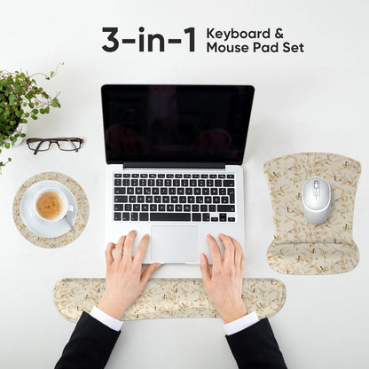 RICHEN Keyboard Wrist Rest Pad and Mouse Wrist Rest Support Mouse Pad Set,Sturdy & Comfortable & Lightweight for Easy Typing & Pain Relief-Ergonomic Support (Brown)