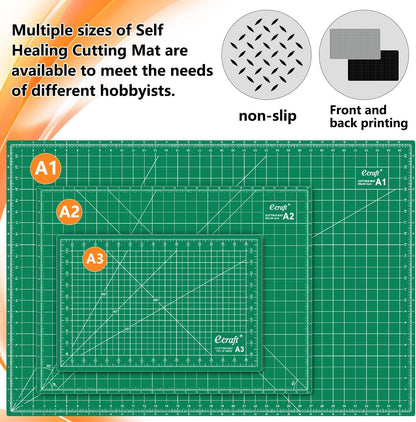 Ecraft Large Self Healing Cutting Mat: 24" x 36" Double Sided 5-Ply Hobby Mat, A1 Rotary Cutting Sewing Mat for Crafts, Fabric,Sewing,Quilting,Scrapbooking,Projects,Grey/Black