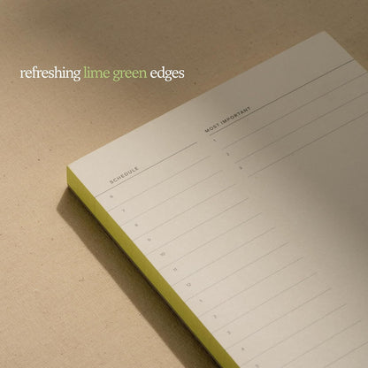 Daily To-Do List Notepad – Desk Pad for Work and Study, Lime, 8.25x5.85 Inches