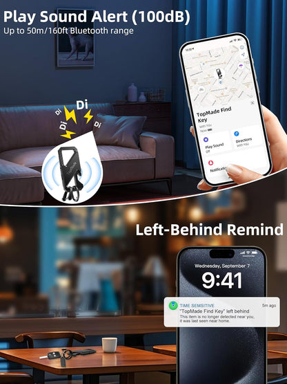 Keychain, Works with Apple Find My, Heavy Duty Key Chains Carabiner Bottle Opener, Car Key Finder with GPS Tracker, Rechargeable Bluetooth Key FinderTracker for Luggage, Bags, Backpack etc, Black