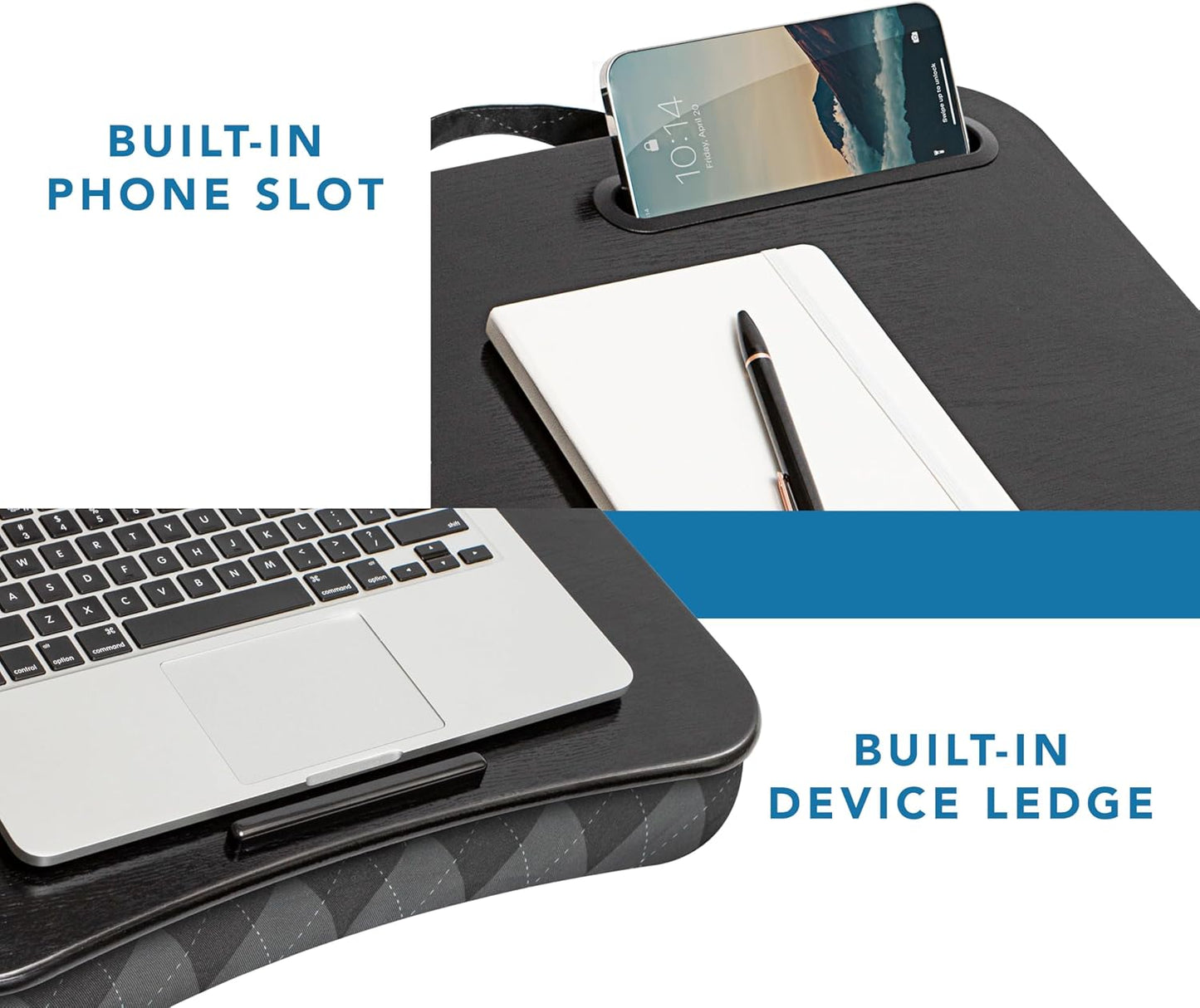 LAPGEAR Designer Lap Desk with Phone Holder and Device Ledge - Arrow Stripes - Fits up to 15.6 Inch Laptops - Style No. 45411