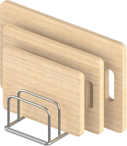 KORRTFID Cutting Board Holder Stand, Chopping Board Storage Rack, Cutting Board Organizer, 304 Stainless Steel Chopping Board Holder, Cookie Sheets Organizer 1.0+1.2 Inch Width Slots(Large)