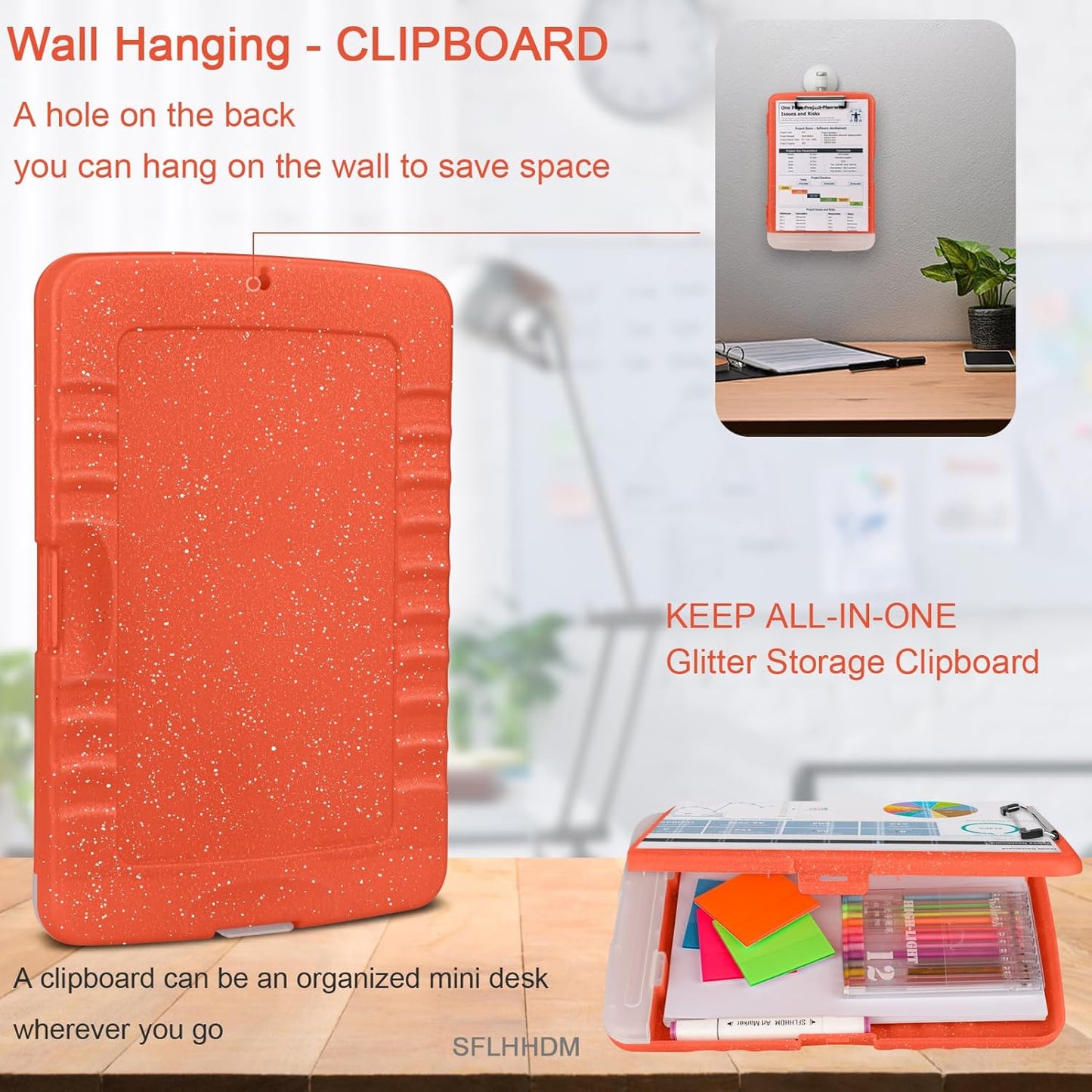 Glitter Clipboard with Storage,Storage Clipboard with Pen Holder,A4 Binder Clip Boards 8.5x11 with Low Profile Clip,Side Opening Sparkle Clipboards, Clipboards Folder for Office Supplies-Starry Black