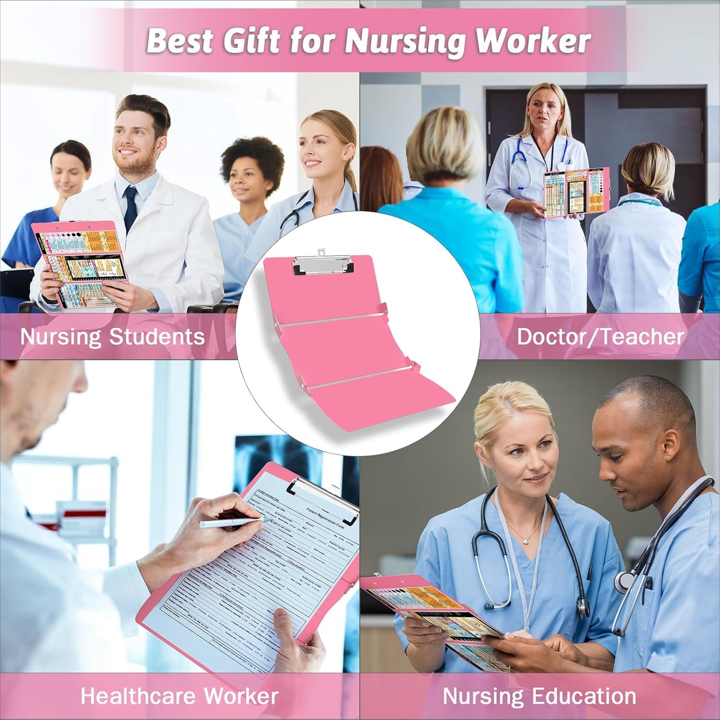 Clipboard Foldable Without Edition Cheat Sheets Aluminum 3 Layers Foldable Clipboards Pocket Size Profile Clip Clipboards Notepad for Students, Nurses,Contractor Trucker Driver