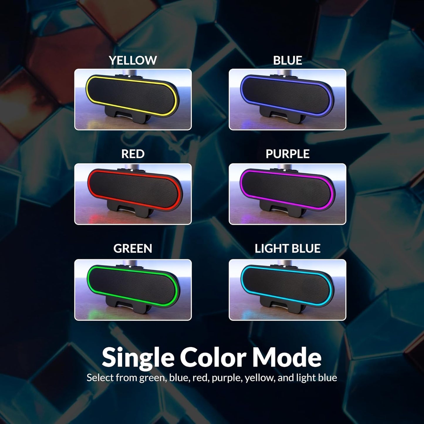 Cyber Acoustics USB Speaker Bar with LED Lights (CA-2890GX) – USB Powered Speaker Bar for PC and Mac, Dynamic LED Lights Sync to Music, Clamps to Monitors up to 1.5 Inches, Great for Music and Gaming