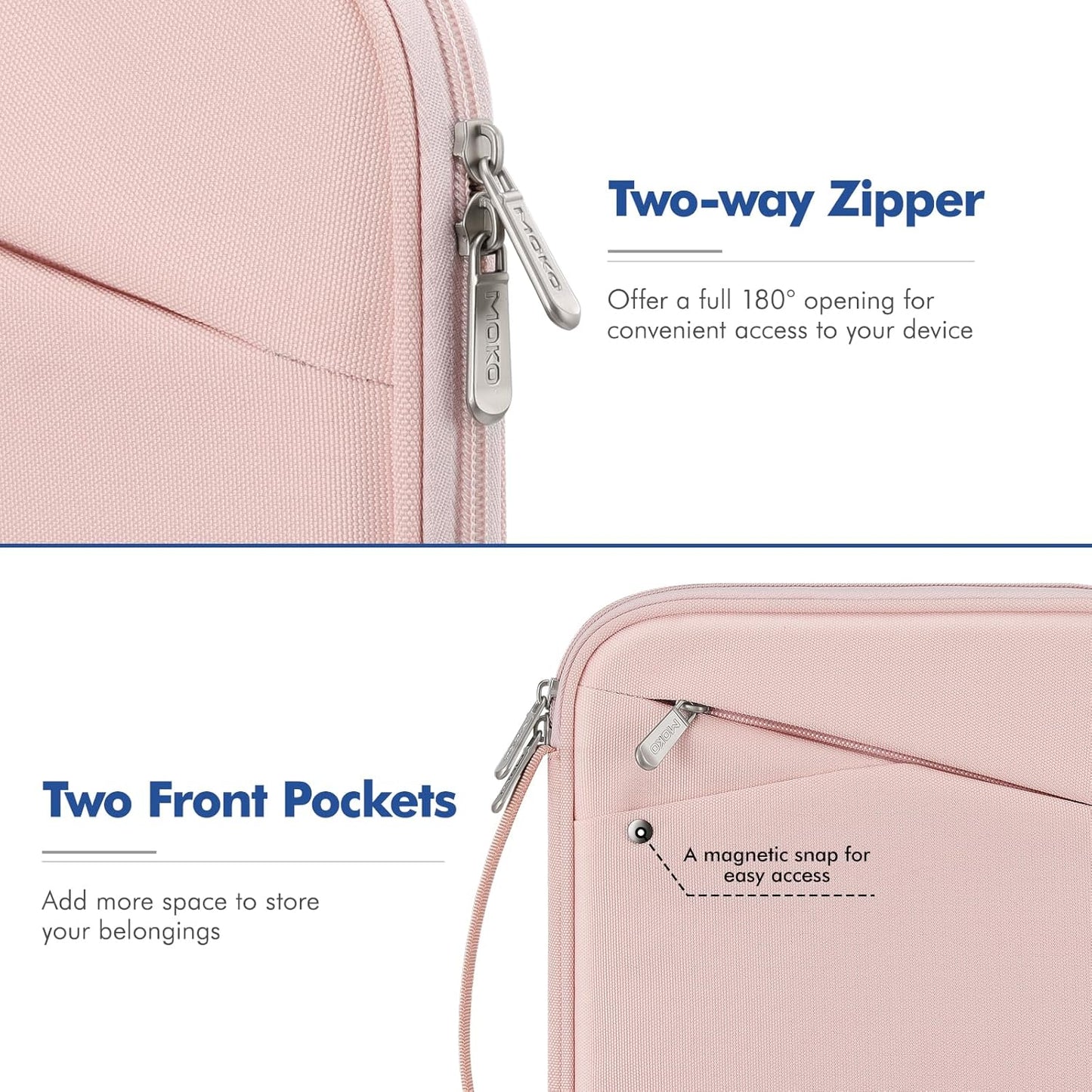 MoKo 9-11 Inch Tablet Sleeve Carrying Case with Handle, Padded Protective Travel Bag for New 11-inch iPad Air 4 2026/Pro M5/ A16, iPad 10th/Air 5/4th 10.9, i-Pad 9/8th 10.2,Tab S9/S8 11, Black