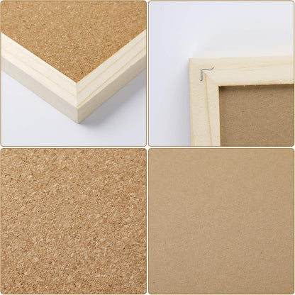 FEBSNOW Cork Board Bulletin Board 15.7 x 12 Inches with Rectangle White Frame Hanging Pin for Office Home Message Board or Vision Board Decoration