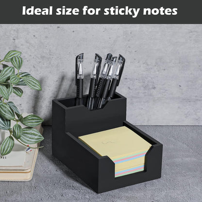 Kamehame Black Sticky Note Holder, Silicone Memo Holder with Pen or Card Slots, Sticky Note Dispenser, Fits 3x3 Inches Sticky Notes