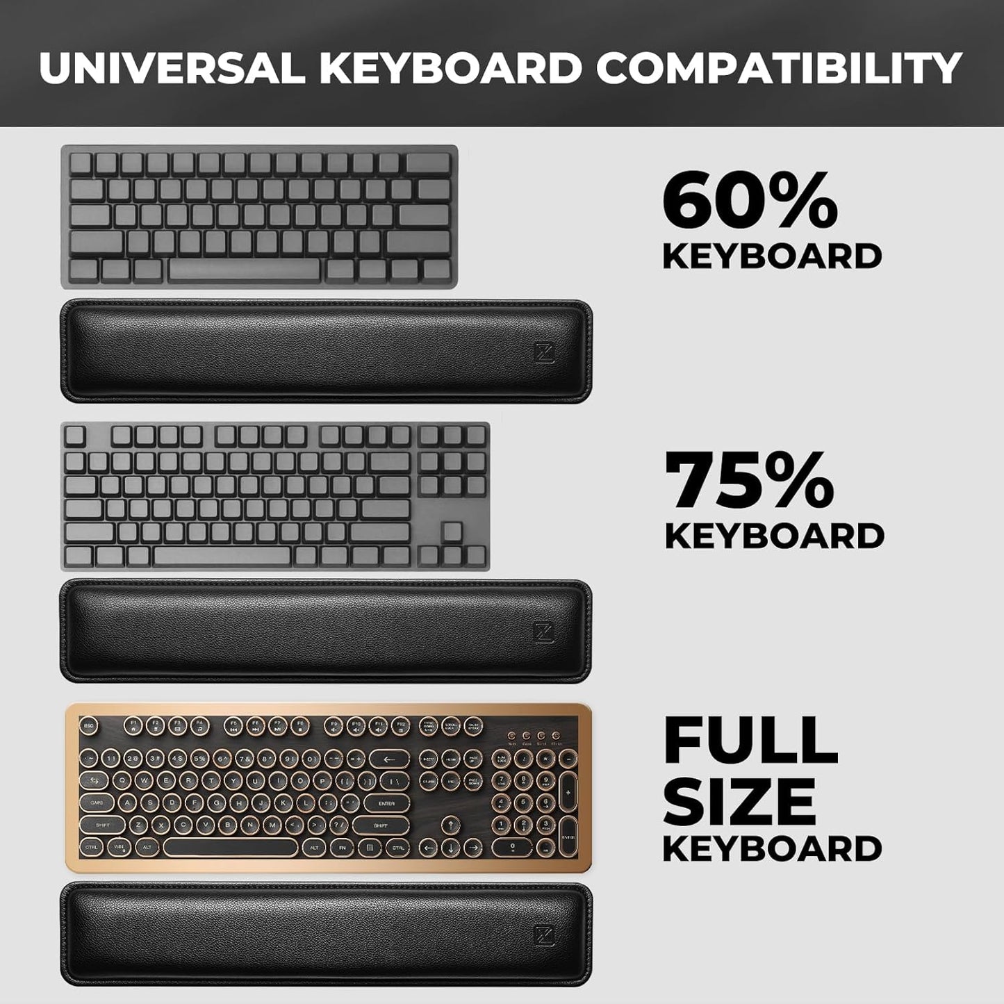 GLENCREAG Ergonomic Keyboard Wrist Rest - PU Leather Cushioned Support for Typing & Gaming, Comfortable Contoured Design for Wrist Pain Relief, Tan