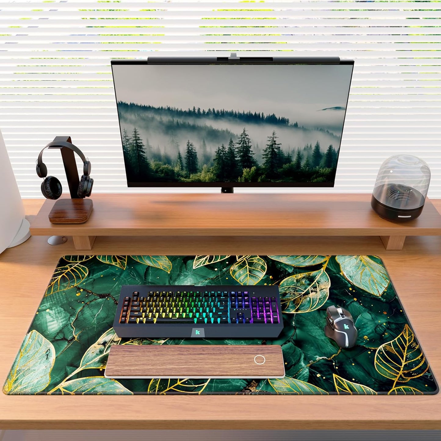 KTRIO Large Gaming Mouse Pad Desk Mat, Superior Micro-Weave Cloth for Precise Mouse Control, Non-Slip Rubber Base, Stitched Edges, Water-Resistant, for Gamer, Office & Home, 31.5" x 11.8" inches