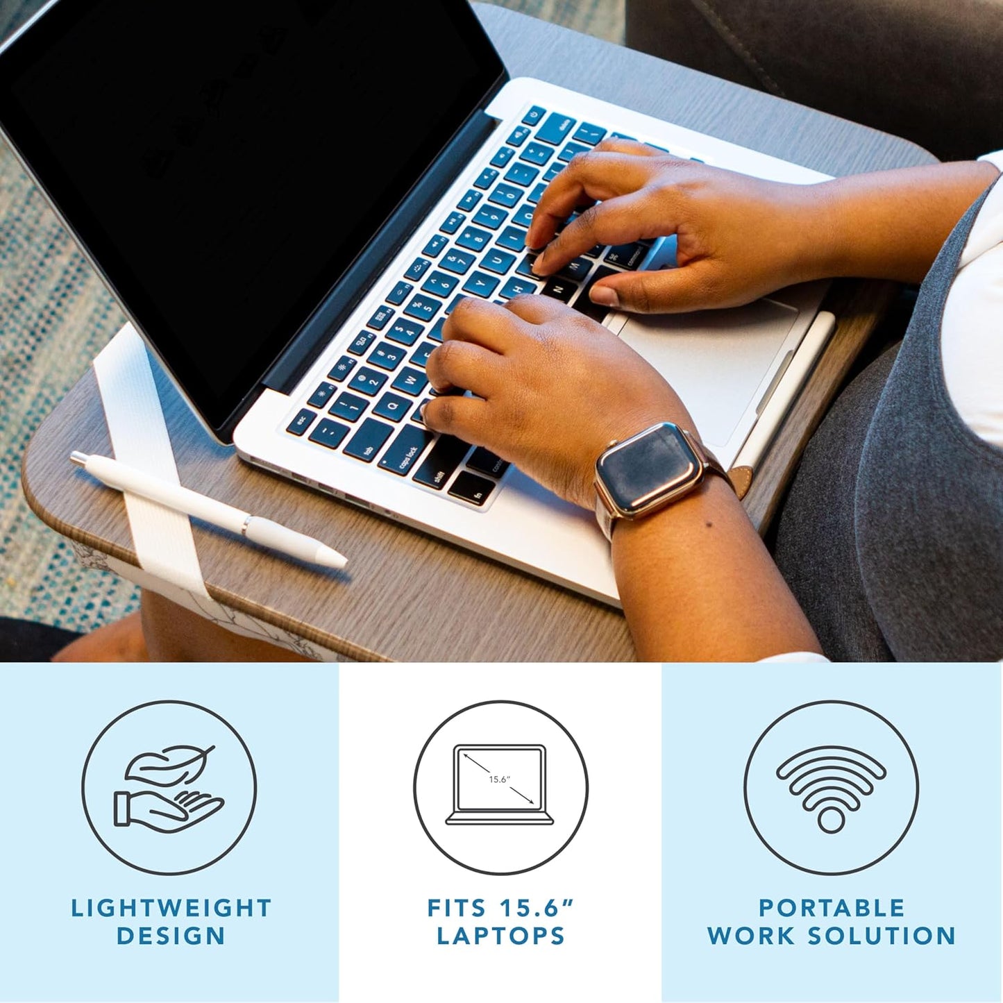 LAPGEAR Designer Lap Desk with Phone Holder and Device Ledge - Arrow Stripes - Fits up to 15.6 Inch Laptops - Style No. 45411