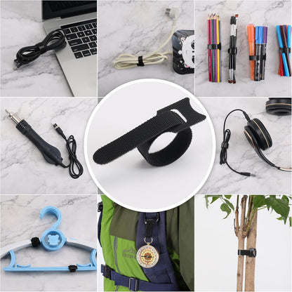 Nettbe Reusable Cable Ties, 60 PCS 8 Inches Adjustable Cord Straps Wire Organizer Cord Wrap and Hook Loop Cable Management