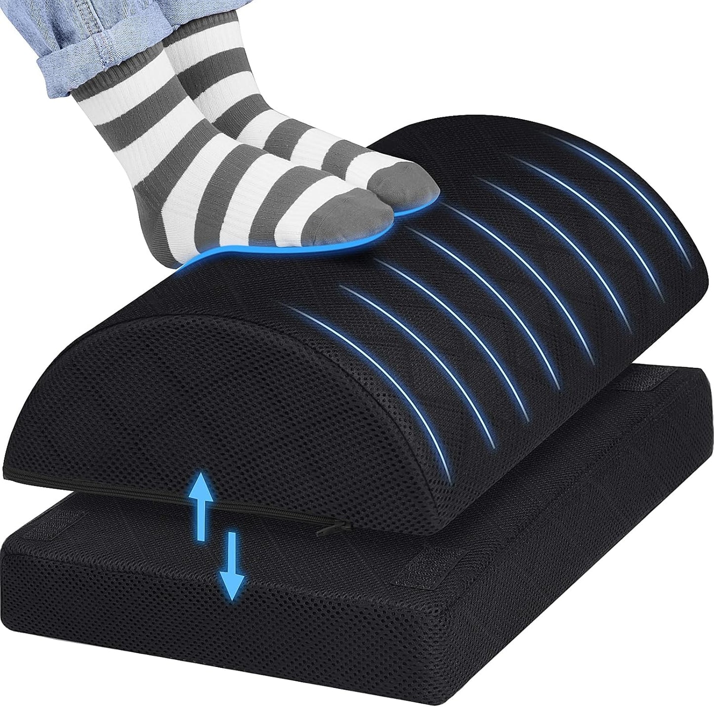CushZone Foot Rest,Desk & Gaming Accessories,Foot Rest for Under Desk at Work,Comfortable Footrest with 2 Adjustable Heights & Removable Cover, Office Desk Accessories（Gray）