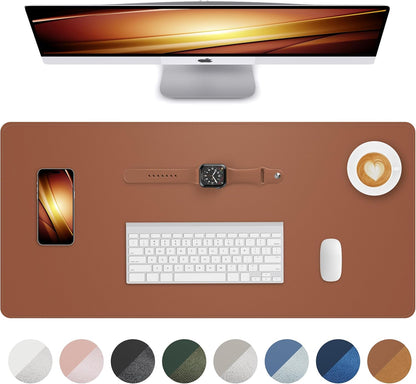 AFIING Desk Pad Protector 23.6" x 13.7" - Non-Slip Waterproof PU Leather Desk Mat for Mouse, Keyboard, Laptop, Office and Home Workspace (Beige)
