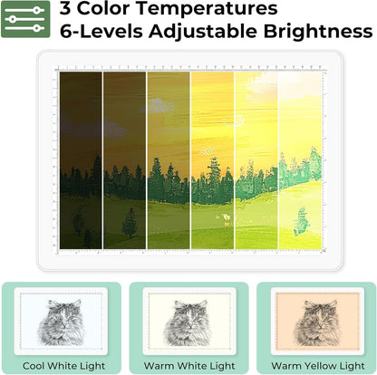Rechargeable A4 Light Box for Tracing,Bawaslom LED Light Pad with Adjustable Stand and Strong Magnets,Ultra-Thin & Bright Tracing Board for Diamond Art,Sketching,Vinyl Weeding,Architectural Design