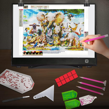 WELZK Diamond Painting Light Board A3, with Large Metal Stand, L:18.5 × W:13.6 inchs Large Diamond Painting Light Pad, Dimmable Diamond Art Light Board