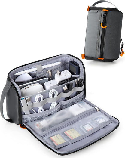 Smasrob Electronics Organizer Travel Case, Water Resistant Tech Bag Charger Pouch for Cord, Cable, Cards, Phone, Airpods, Black