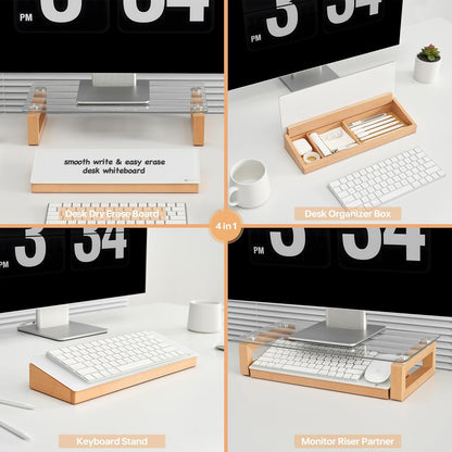 Yeoux Office Essential - Desktop Glass Whiteboard Combination